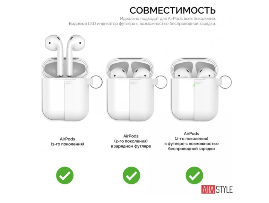 Чехол AHASTYLE дуо с карабином для Apple AirPods - White (AHA-02060-WHT)